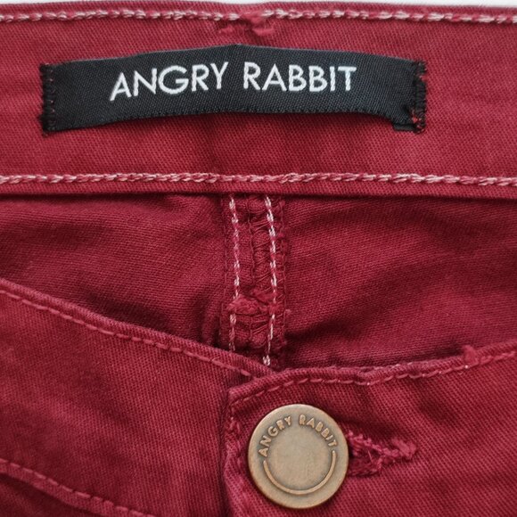 Angry Rabbit jeans women's size 29 burgundy mid-rise - Picture 6 of 12